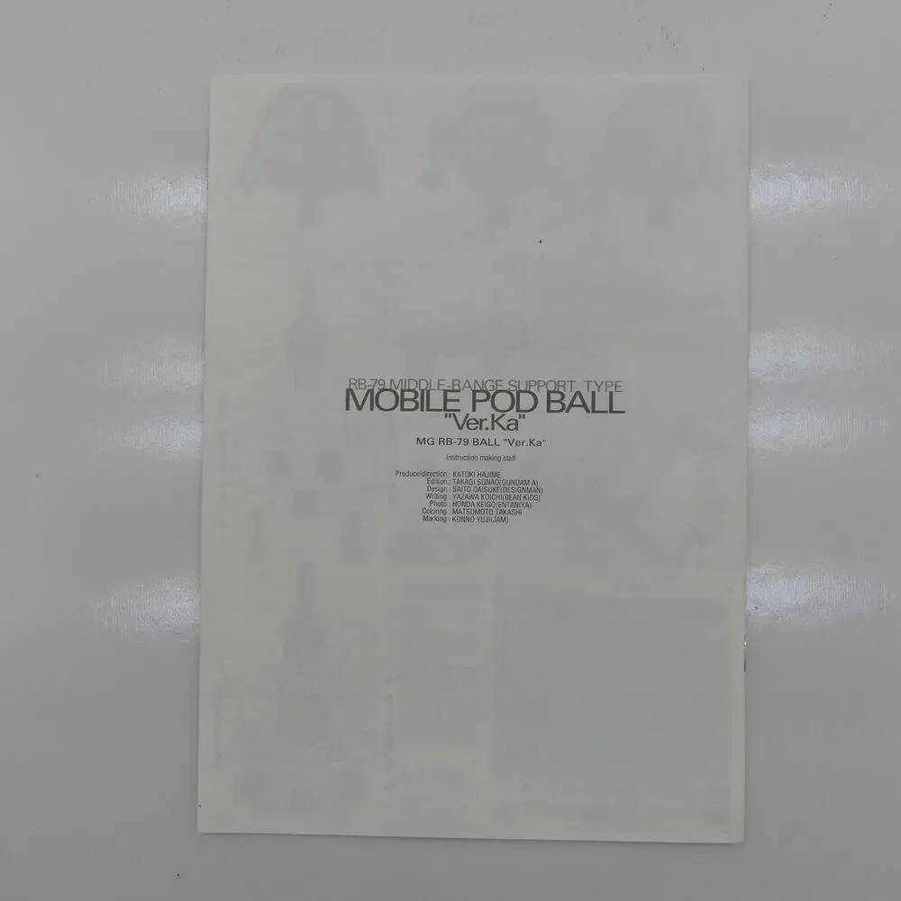 2004 Bandai MG RB-79 Mobile Pod Ball Ver.Ka Gundam Model Kit Design Japan